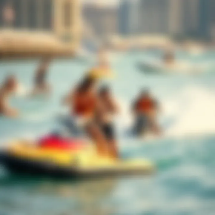 Visitors enjoying various water sports activities at JBR Beach