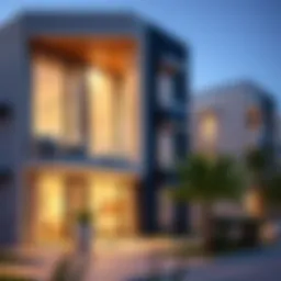 A modern apartment exterior in Dubai showcasing lease-to-own opportunities