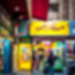 Vibrant storefronts showcasing a variety of goods at Meena Bazaar