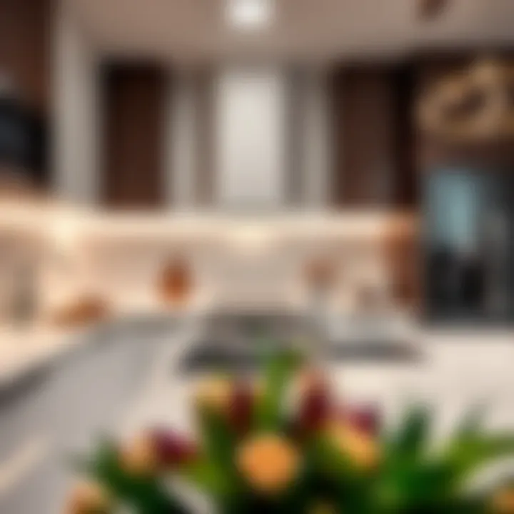 Contemporary Kitchen Features Modern kitchen with high-end appliances