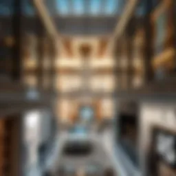 Panoramic view of Dubai Mall showcasing luxury storefronts