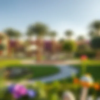 Lush community park within NMC Nahda promoting outdoor activities