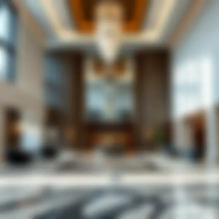 Interior lobby of One Tower Business Bay highlighting luxury design elements