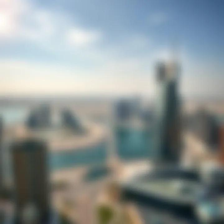 Panoramic view from One Tower Business Bay overlooking the Business Bay district