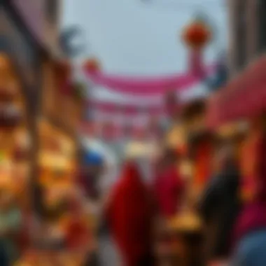 Vibrant cultural display at a traditional market during Eid