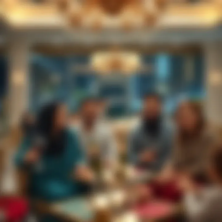 Family enjoying festivities in a luxurious venue in Dubai