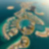 Aerial view of Pearl Jumeirah Island showcasing its unique layout