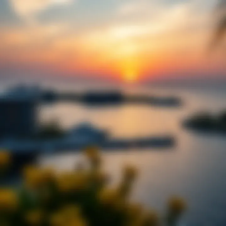 Serene Sunset View Over Pearl Jumeirah Island Sunset view over the serene waters surrounding Pearl Jumeirah Island