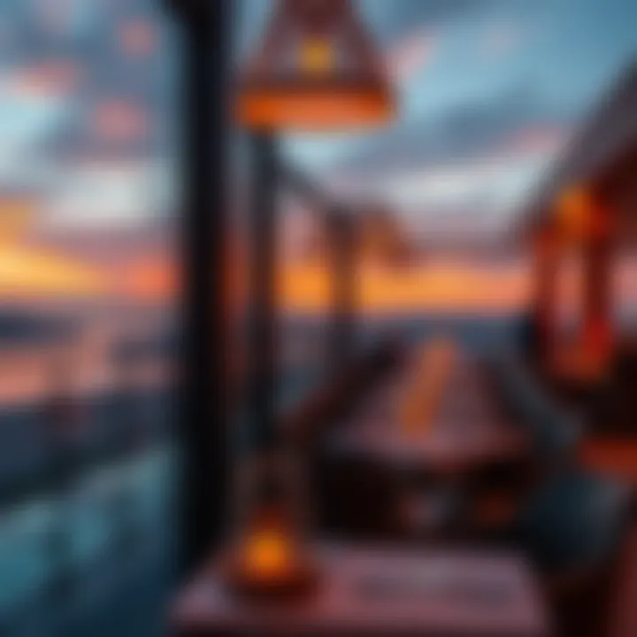 Sunset view from a high-end restaurant terrace