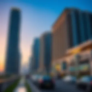 Modern high-rise buildings symbolizing urban development along Sheikh Zayed Road