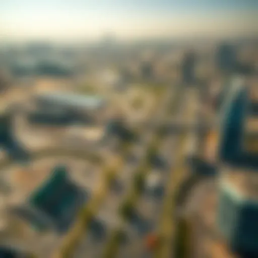 Aerial view showcasing the vibrant landscape of Sheikh Zayed Road