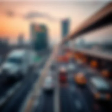 Visual representation of transportation networks connecting Silicon Oasis