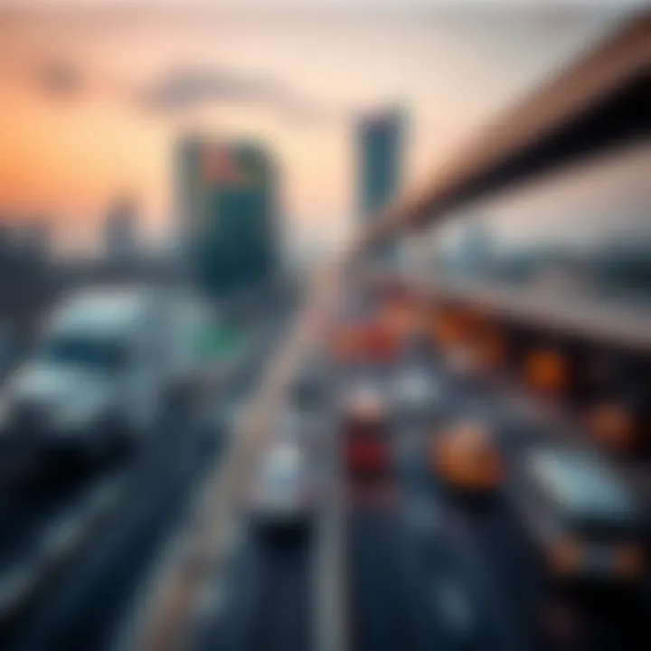 Visual representation of transportation networks connecting Silicon Oasis