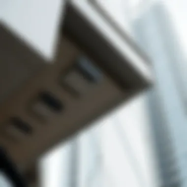 Close-up of architectural details highlighting modern features of the Silver Tower Cluster