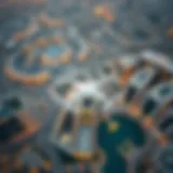 Aerial view of SkyDubai showcasing its architectural design