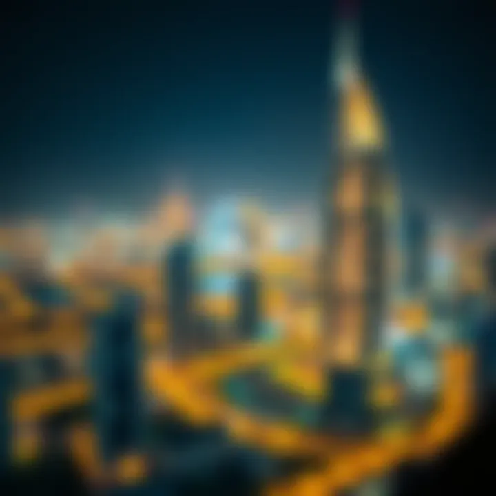 SkyDubai Illuminated at Night Night view of SkyDubai illuminated against the Dubai skyline