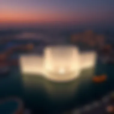 Aerial View of Dubai Fountain in Action Aerial View of Dubai Fountain in Action