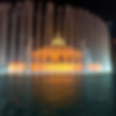 The Illuminated Dubai Fountain at Night Illuminated Dubai Fountain at Night