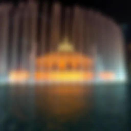The Illuminated Dubai Fountain at Night Illuminated Dubai Fountain at Night