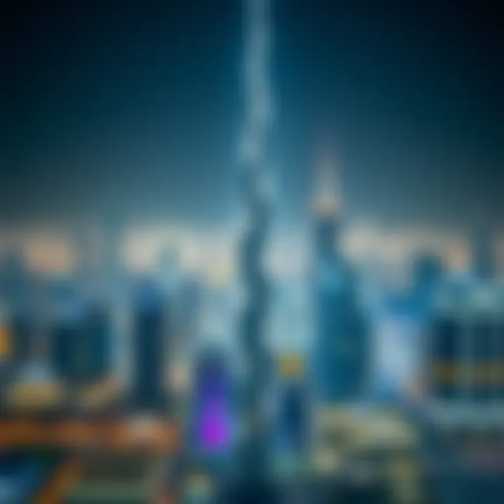 Aerial view highlighting the Burj Khalifa's height in the Dubai skyline