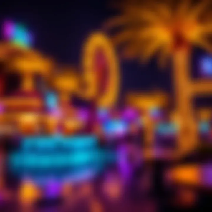 Vibrant nightlife at The Beach with illuminated surroundings