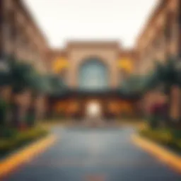 Stunning view of the Emirates Garden Resort entrance showcasing its architectural design