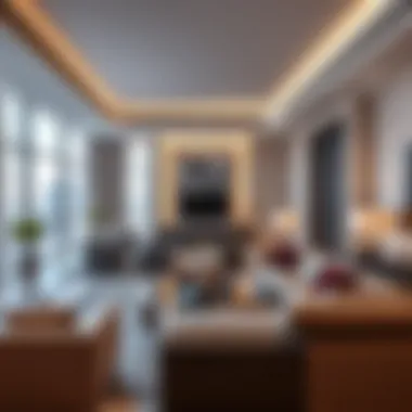 Interior Design of Marina Crown Luxurious interior design of a living space in Marina Crown highlighting modern elegance.