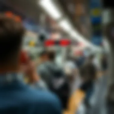 Commuters Navigating the Dubai Metro A vibrant scene of commuters using the Dubai Metro