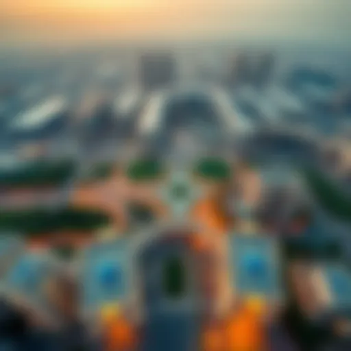 Aerial Overview of Dubai Motor City Aerial view of Dubai Motor City showcasing its unique layout and green spaces