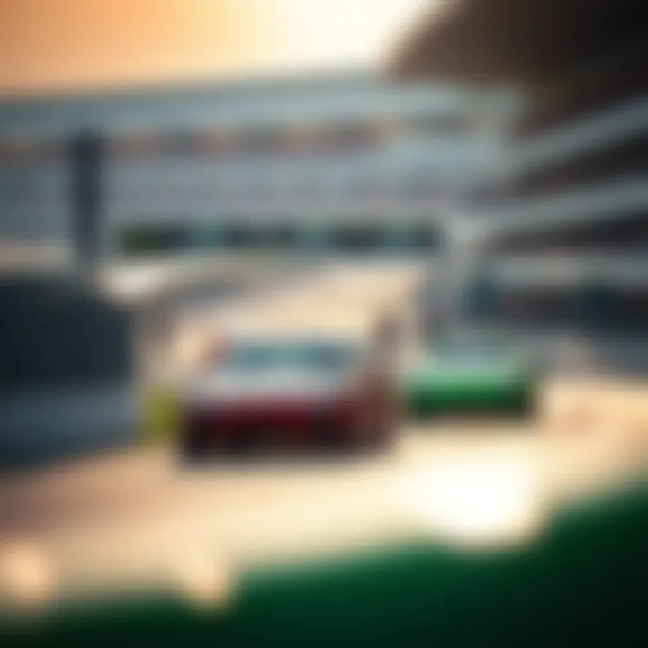 Motorsport event in Dubai Motor City with vibrant crowds and cars on track