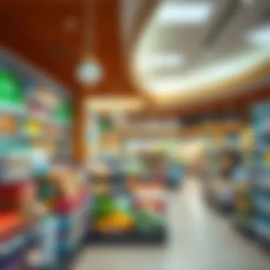 Interior layout of the grocery section highlighting product variety