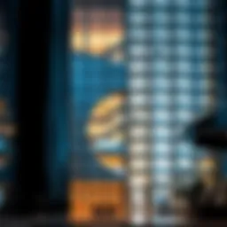 Architectural detail of the Zarooni Building showcasing innovative design elements